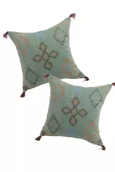 Eyda Linen Embroidered Cushion Covers Set of 2