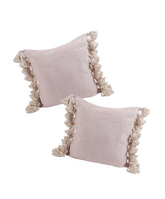 Eyda Chenille Cotton Tassel Cushion Covers Set of 2 3