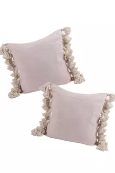 Eyda Chenille Cotton Tassel Cushion Covers Set of 2
