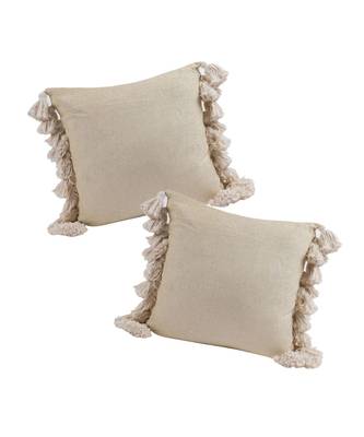 Eyda Chenille Cotton Tassel Cushion Covers Set of 2 3