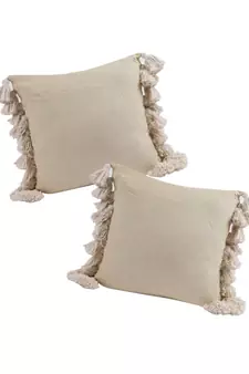 Eyda Chenille Cotton Tassel Cushion Covers Set of 2