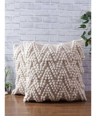 Eyda Hand Woven Ivory Color Cushion Cover Set of 2 2