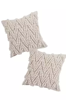 Eyda Hand Woven Ivory Color Cushion Cover Set of 2