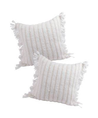 Eyda Hand Woven Ivory Color Cotton Cushion Cover Set of 2 3