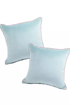Eyda Velvet Aqua Color Cushion Cover Set of 2
