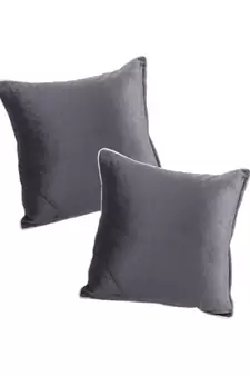 Eyda Velvet Grey Color Cushion Cover Set of 2