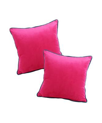 Eyda Velvet Fuchsia Color Cushion Cover Set of 2 2