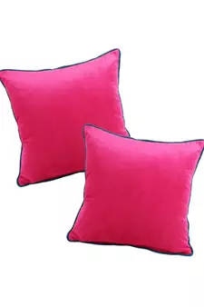 Eyda Velvet Fuchsia Color Cushion Cover Set of 2