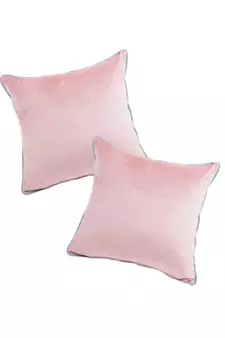 Eyda Velvet Peach Color Cushion Cover Set of 2