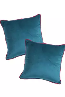 Eyda Velvet Blue Color Cushion Cover Set of 2