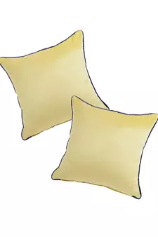 Eyda Velvet Yellow Color Cushion Cover Set of 2