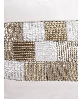 Eyda Velvet Ivory Color Beaded Cushion Cover Set of 2 1