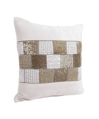 Eyda Velvet Ivory Color Beaded Cushion Cover Set of 2 5