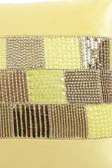 Eyda Velvet Yellow Color Beaded Cushion Cover Set of 2