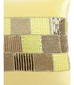 Eyda Velvet Yellow Color Beaded Cushion Cover Set of 2