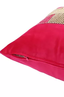 Eyda Velvet Fuchsia Color Beaded Cushion Cover Set of 2