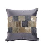 Eyda Velvet Grey Color Beaded Cushion Cover Set of 2