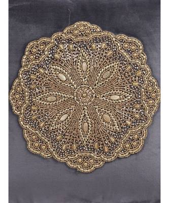 Eyda Velvet Grey Color Beaded Cushion Cover Set of 2 1