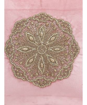Eyda Velvet Peach Color Beaded Cushion Cover Set of 2 1