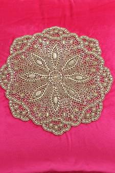 Eyda Velvet Fuchsia Color Beaded Cushion Cover Set of 2