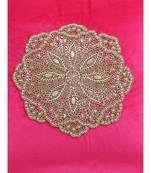 Eyda Velvet Fuchsia Color Beaded Cushion Cover Set of 2