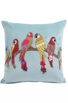 Eyda Velvet Aqua Color Beaded Sequin Cushion Cover Set of 2