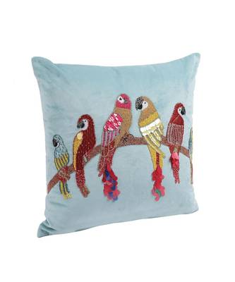 Eyda Velvet Aqua Color Beaded Sequin Cushion Cover Set of 2 5