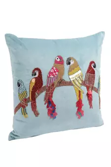 Eyda Velvet Aqua Color Beaded Sequin Cushion Cover Set of 2
