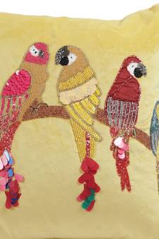 Eyda Velvet Yellow Color Beaded Sequin Cushion Cover Set of 2