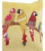 Eyda Velvet Yellow Color Beaded Sequin Cushion Cover Set of 2