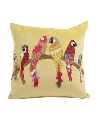 Eyda Velvet Yellow Color Beaded Sequin Cushion Cover Set of 2 2