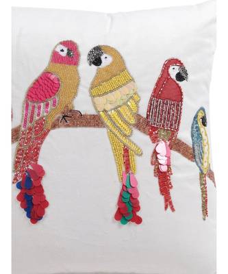 Eyda Velvet Ivory Color Beaded Sequin Cushion Cover Set of 2 1