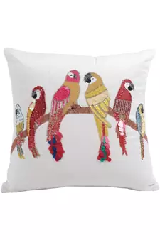 Eyda Velvet Ivory Color Beaded Sequin Cushion Cover Set of 2