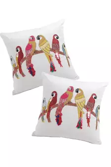 Eyda Velvet Ivory Color Beaded Sequin Cushion Cover Set of 2