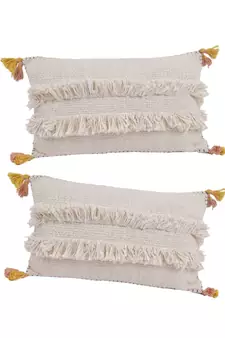 Eyda Jute Cotton Tassle Cushion Covers Set of 2