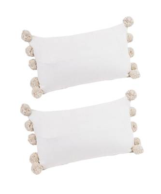 Eyda Chenille Cotton Pom Pom Cushion Covers Set of 2 3