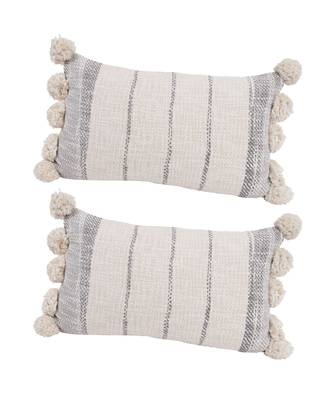 Eyda Jute Cotton Pom Pom Cushion Covers Set of 2 3