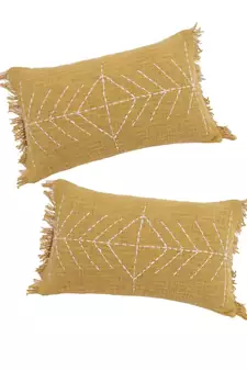 Eyda Jute Cotton Hand Work Cushion Covers Set of 2