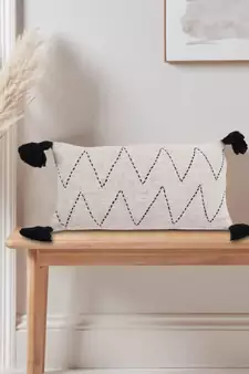 Eyda Jute Cotton Hand Work Cushion Covers Set of 2