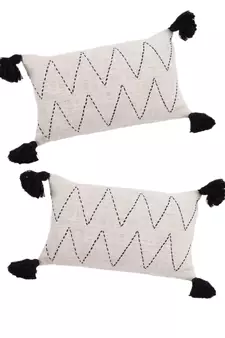 Eyda Jute Cotton Hand Work Cushion Covers Set of 2