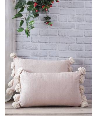 Eyda Chenille Pom Pom Cushion Covers Set of 2 2