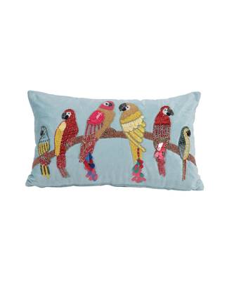 Eyda Velvet Aqua Color Beaded Sequin Cushion Cover Set of 2 2