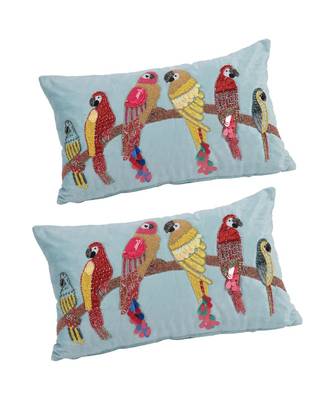 Eyda Velvet Aqua Color Beaded Sequin Cushion Cover Set of 2 3