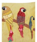 Eyda Velvet Yellow Color Beaded Sequin Cushion Cover Set of 2