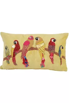 Eyda Velvet Yellow Color Beaded Sequin Cushion Cover Set of 2