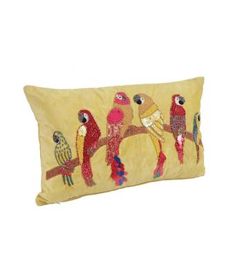 Eyda Velvet Yellow Color Beaded Sequin Cushion Cover Set of 2 4