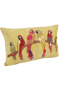 Eyda Velvet Yellow Color Beaded Sequin Cushion Cover Set of 2