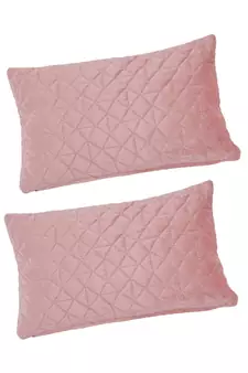 Eyda Super Soft Velvet Peach Color Set of 2 Quilted Cushion Cover