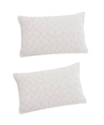 Eyda Super Soft Velvet Ivory Color Set of 2 Quilted Cushion Cover 3