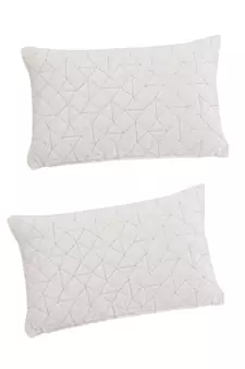 Eyda Super Soft Velvet Ivory Color Set of 2 Quilted Cushion Cover